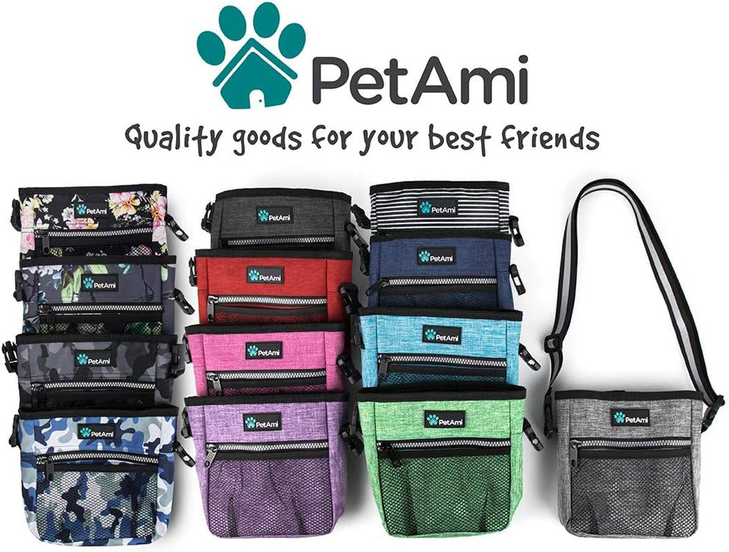 Dog Treat Pouch - Versatile Training and Walking Bag for Kibbles, Toys, and Essentials with Poop Bag Dispenser, 3 Wear Options (Camo Black)