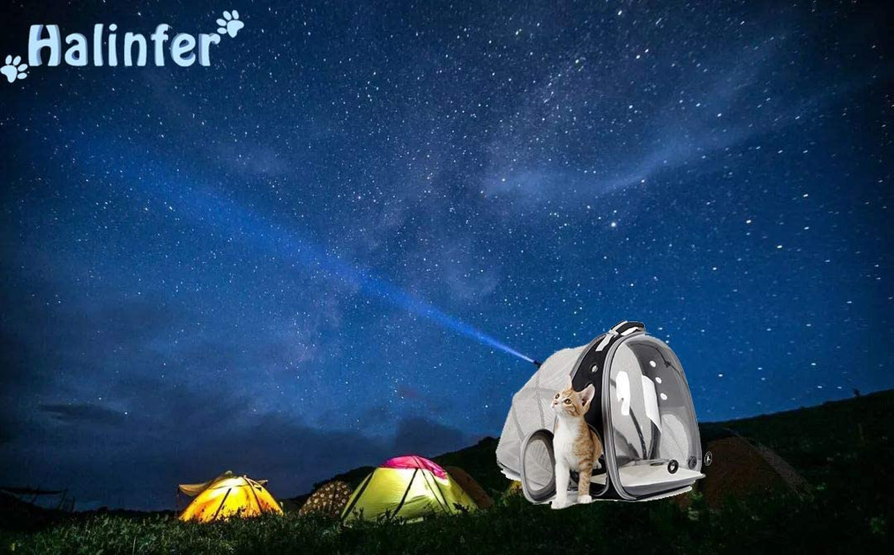 Cat Bubble Backpack with Ventilation Fan, Suitable for Pets Up to 12 lbs, Space Capsule Design with Clear Window for Travel and Transport of Cats and Small Dogs