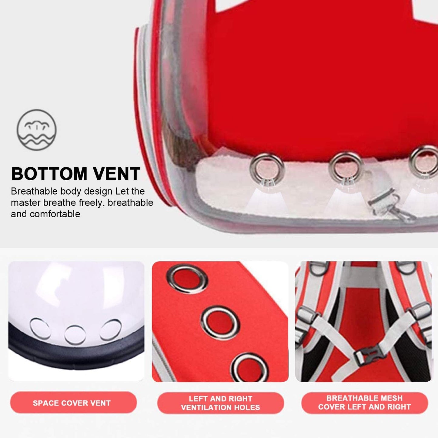 Cat and Small Dog Backpack Carrier - Airline Approved Space Capsule Bubble Design, Ventilated Transparent Travel Carrier for Hiking and Outdoor Adventures - Red