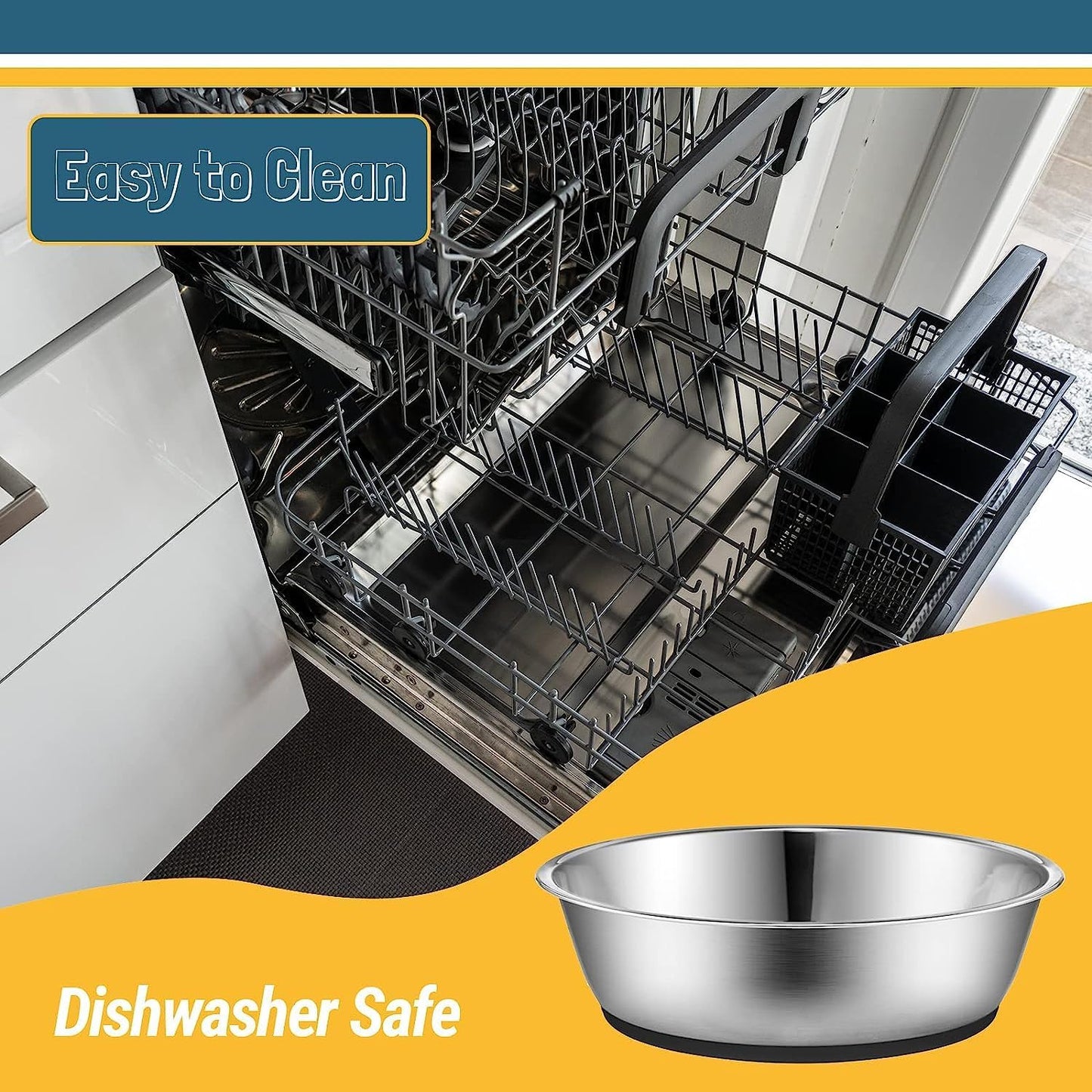 Set of Two 3-Cup Lightweight Stainless Steel Cat Bowls