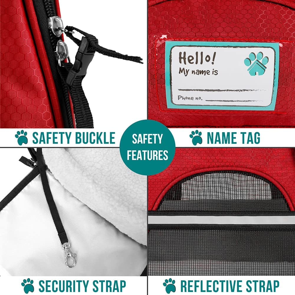 Airline-Approved Soft-Sided Pet Carrier for Cats and Small Dogs, Ventilated Travel Bag for Indoor Cats and Puppies, Medium to Large Size, Red