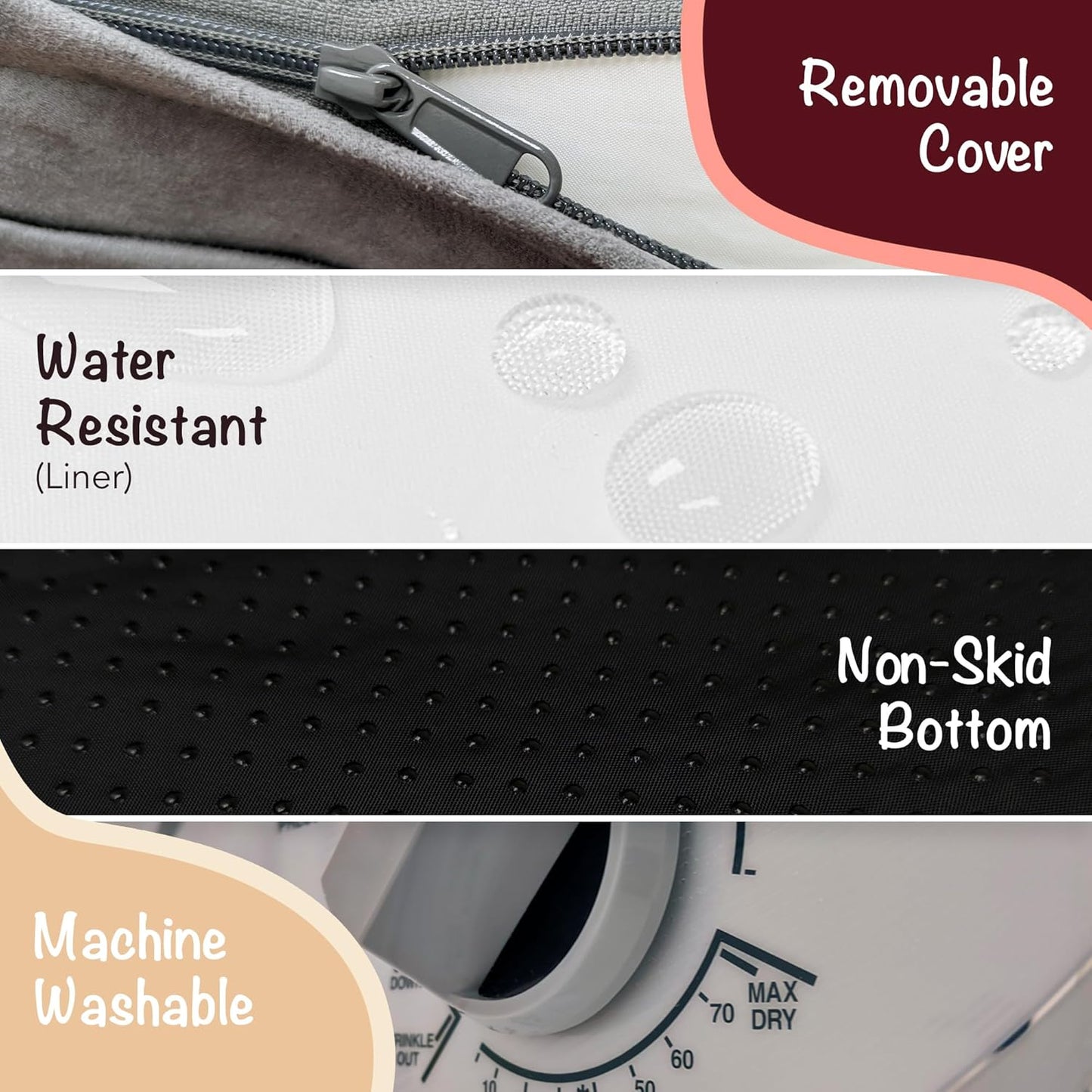 Chester Extra Large Orthopedic Memory Foam Dog Bed with Calming Couch Design, Wall Rim Pillow, Water-Resistant Liner, Washable Cover, and Non-Slip Bottom in Grey