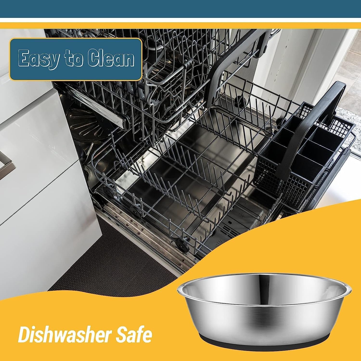 Set of Two 3-Cup Lightweight Stainless Steel Cat Bowls