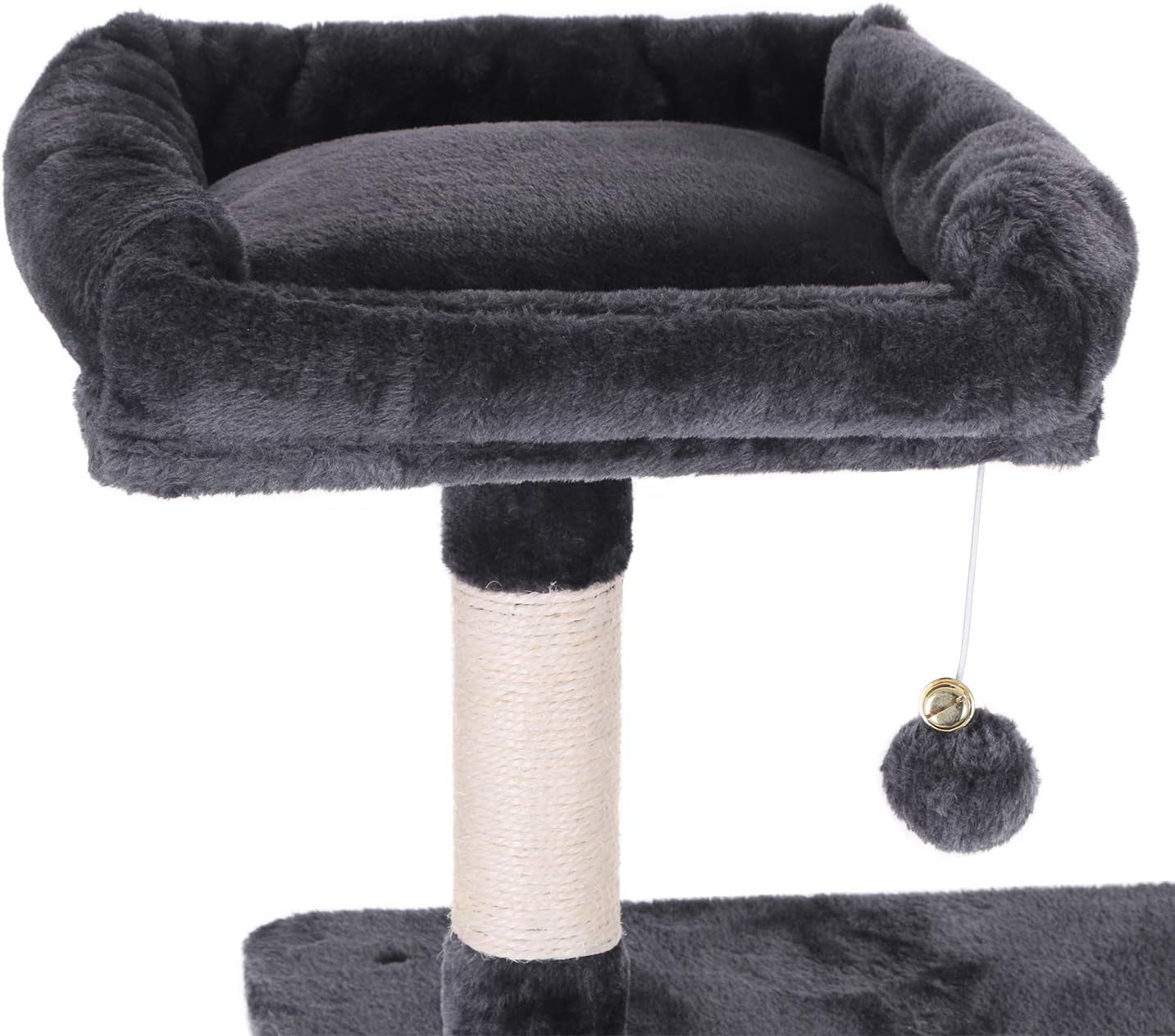 Cat Tree Condo - Multi-Level Activity Tower with Sisal Scratching Posts, Perch, Hammock, and Tunnel in Grey MMJ02H