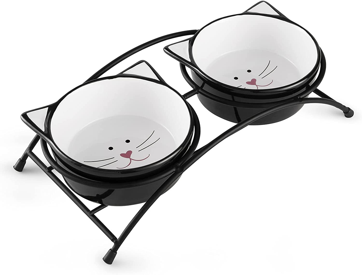 Elevated Ceramic Cat Bowls for Food and Water - 12 Ounce Capacity, Dishwasher Safe, Ideal for Cats and Small Dogs