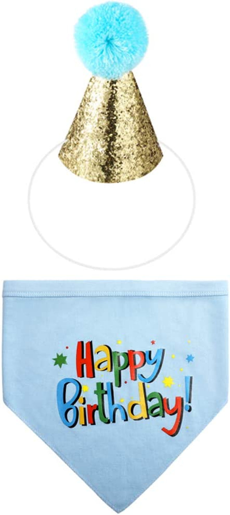 Dog Birthday Bandana and Hat Set for Boys - Party Supplies (Blue)